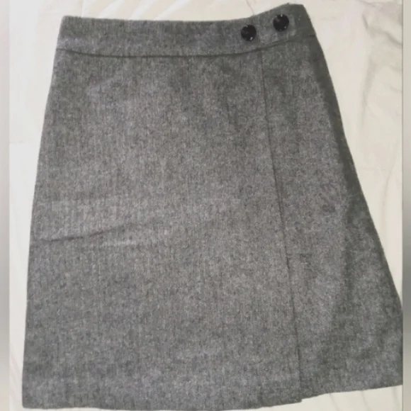 💫 Contemporaine By Simons Chic Gray A-Line Women's Woolen Blend Pencil Skirt - Picture 3 of 13